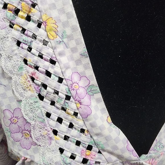 Vtg Lady Camille Bathrobe L/XL Floral Lace Trim Lightweight 1980s Sleepwear - Picture 5 of 6